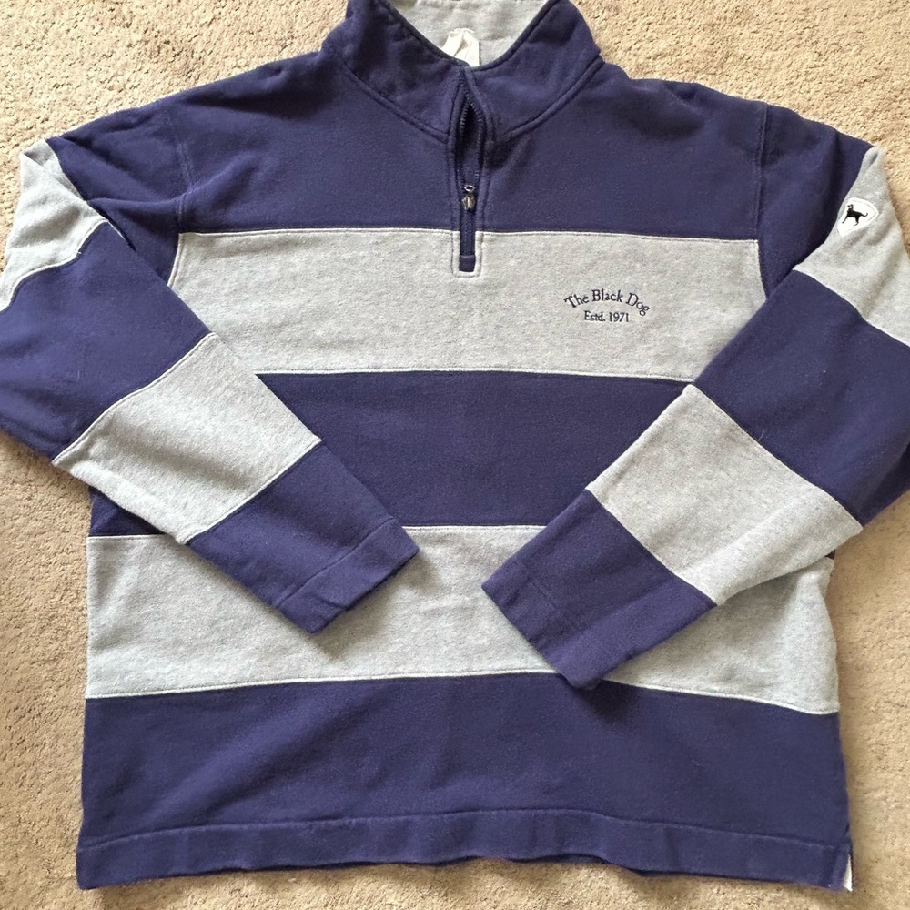 The Black Dog Blue and Gray Zip Up Sweater